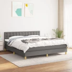 Κρεβάτι Boxspring με Στρώμα Σκούρο Γκρι 180x200 εκ Υφασμάτιν Γκρι 3140954