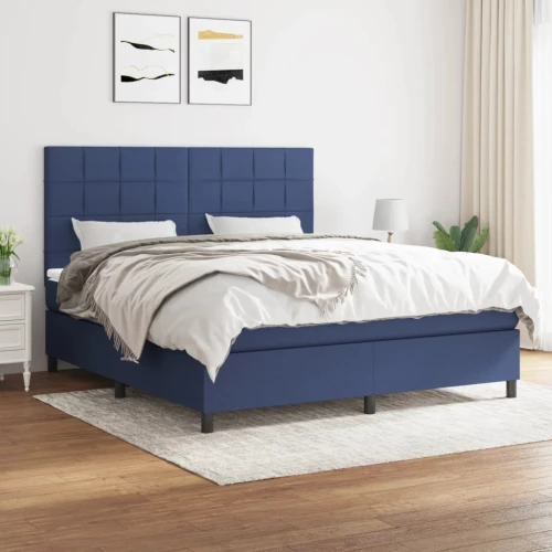 Κρεβάτι Boxspring με Στρώμα Μπλε 160x200 εκ. Υφασμάτινο Μπλε 3141791