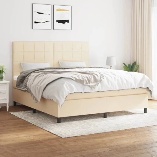 Κρεβάτι Boxspring με Στρώμα Κρεμ 160x200 εκ. Υφασμάτινο Κρεμ 3141790