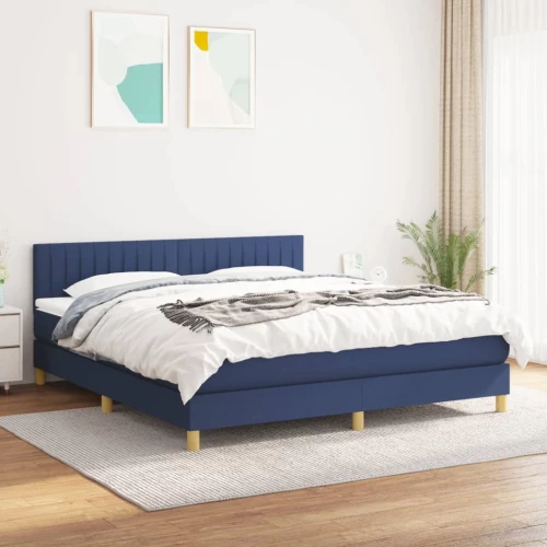 Κρεβάτι Boxspring με Στρώμα Μπλε 160x200 εκ. Υφασμάτινο Μπλε 3140791