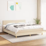 Κρεβάτι Boxspring με Στρώμα Κρεμ 180x200 εκ. Υφασμάτινο Κρεμ 3140478