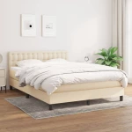 Κρεβάτι Boxspring με Στρώμα Κρεμ 140x190 εκ. Υφασμάτινο Κρεμ 3140374
