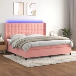Κρεβάτι Boxspring με Στρώμα & LED Ροζ 200x200 εκ. Βελούδινο Ροζ 3139828