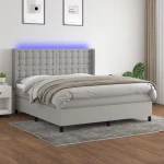 Κρεβάτι Boxspring με Στρώμα & LED Αν.Γκρι 160x200εκ. Υφασμάτινο Γκρι 3138645
