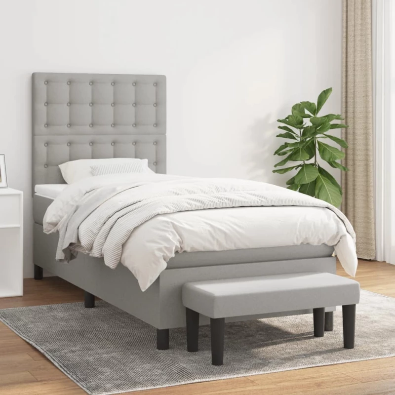 Κρεβάτι Boxspring με Στρώμα Ανοιχτό Γκρι 80x200 εκ. Υφασμάτινο Γκρι 3136869
