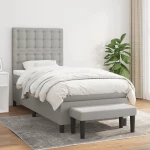 Κρεβάτι Boxspring με Στρώμα Ανοιχτό Γκρι 80x200 εκ. Υφασμάτινο Γκρι 3136869