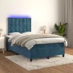 Κρεβάτι Boxspring με Στρώμα & LED Σκ. Μπλε 120x200εκ. Βελούδινο Μπλε 3136357