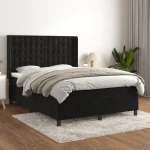 Κρεβάτι Boxspring με Στρώμα Μαύρο 140x190 εκ. Βελούδινο Μαύρο 3132917