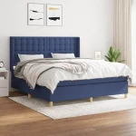 Κρεβάτι Boxspring με Στρώμα Μπλε 160x200 εκ. Υφασμάτινο Μπλε 3132327