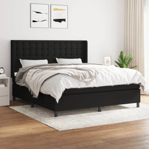 Κρεβάτι Boxspring με Στρώμα Μαύρο 180x200 εκ. Υφασμάτινο Μαύρο 3131771