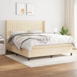 Κρεβάτι Boxspring με Στρώμα Κρεμ 160x200 εκ. Υφασμάτινο Κρεμ 3131606