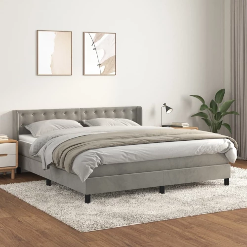 Κρεβάτι Boxspring με Στρώμα Ανοιχτό Γκρι 180x200 εκ. Βελούδινο Γκρι 3131213