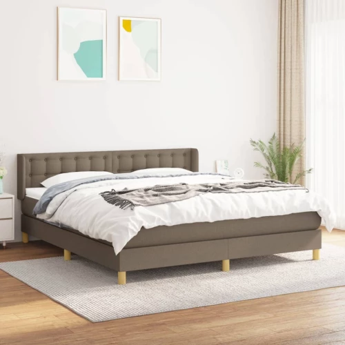 Κρεβάτι Boxspring με Στρώμα Taupe 180x200 εκ. Υφασμάτινο μπεζ-γκρι 3130613