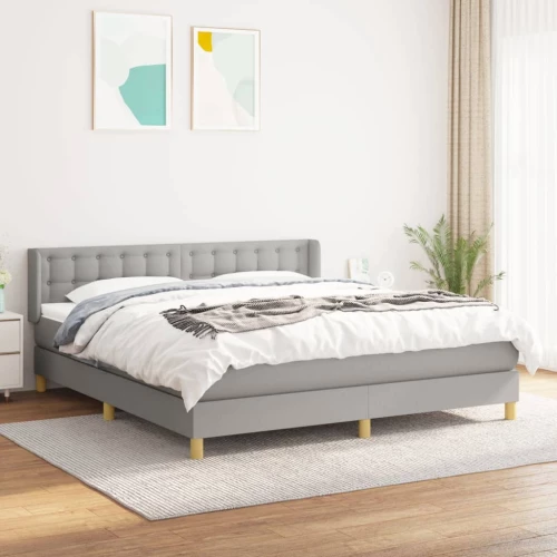 Κρεβάτι Boxspring με Στρώμα Αν. Πράσινο 160x200εκ Υφασμάτινο Γκρι 3130601