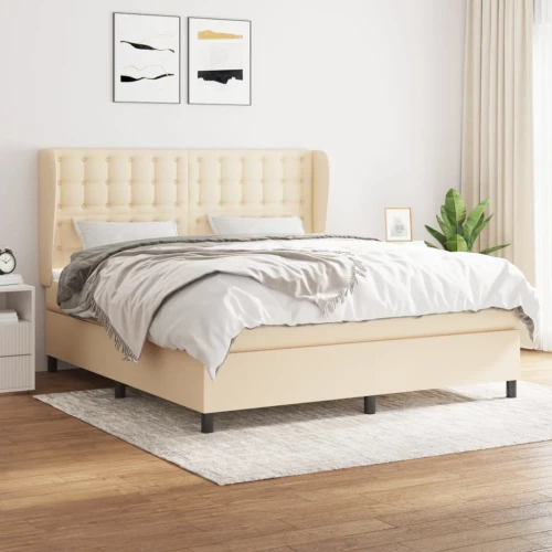 Κρεβάτι Boxspring με Στρώμα Κρεμ 160x200 εκ. Υφασμάτινο Κρεμ 3128298