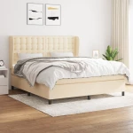 Κρεβάτι Boxspring με Στρώμα Κρεμ 160x200 εκ. Υφασμάτινο Κρεμ 3128298