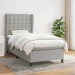 Κρεβάτι Boxspring με Στρώμα Ανοιχτό Γκρι 80x200 εκ. Υφασμάτινο Γκρι 3128237