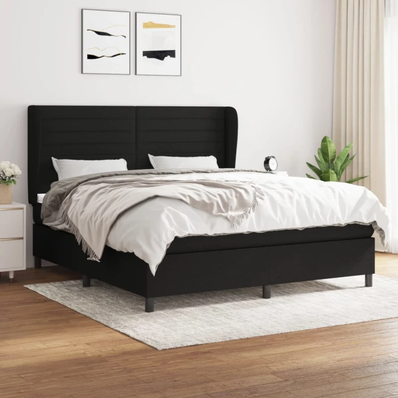 Κρεβάτι Boxspring με Στρώμα Μαύρο 180x200 εκ. Υφασμάτινο Μαύρο 3128063