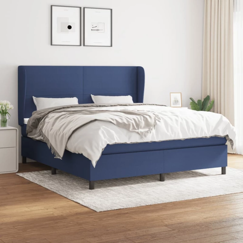 Κρεβάτι Boxspring με Στρώμα Μπλε 160x200 εκ. Υφασμάτινο Μπλε 3127819