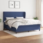 Κρεβάτι Boxspring με Στρώμα Μπλε 160x200 εκ. Υφασμάτινο Μπλε 3127819
