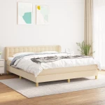 Κρεβάτι Boxspring με Στρώμα Κρεμ 180x200 εκ. Υφασμάτινο Κρεμ 3127146