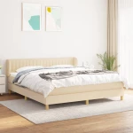 Κρεβάτι Boxspring με Στρώμα Κρεμ 180x200 εκ. Υφασμάτινο Κρεμ 3126986