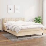 Κρεβάτι Boxspring με Στρώμα Κρεμ 140x200 εκ. Υφασμάτινο Κρεμ 3126570