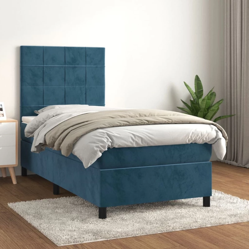 Κρεβάτι Boxspring με Στρώμα Σκούρο Μπλε 80 x 200 εκ. Βελούδινο Μπλε 3142993