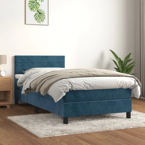 Κρεβάτι Boxspring με Στρώμα Σκούρο Μπλε 80 x 200 εκ. Βελούδινο Μπλε 3141333