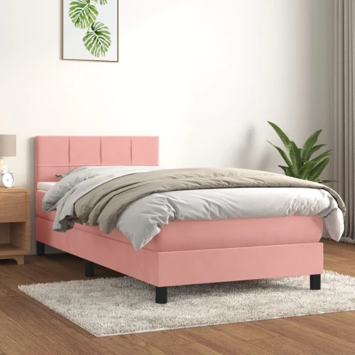 Κρεβάτι Boxspring με Στρώμα Ροζ 80 x 200 εκ. Βελούδινο Ροζ 3141274