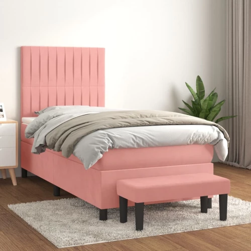 Κρεβάτι Boxspring με Στρώμα Ροζ 80 x 200 εκ. Βελούδινο Ροζ 3137934