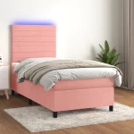 Κρεβάτι Boxspring με Στρώμα & LED Ροζ 80 x 200 εκ. Βελούδινο Ροζ 3136154