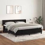 Κρεβάτι Boxspring με Στρώμα Μαύρο 160x200 εκ. Βελούδινο Μαύρο 3131149