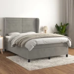 Κρεβάτι Boxspring με Στρώμα Ανοιχτό Γκρι 140x200 εκ. Βελούδινο Γκρι 3129273