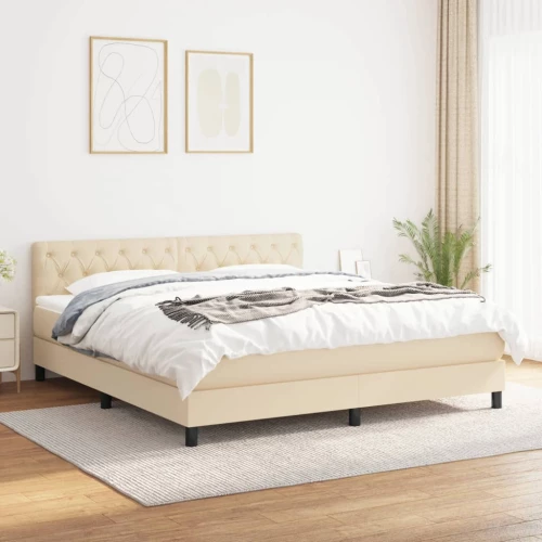 Κρεβάτι Boxspring με Στρώμα Κρεμ 160x200 εκ. Υφασμάτινο Κρεμ 3140310