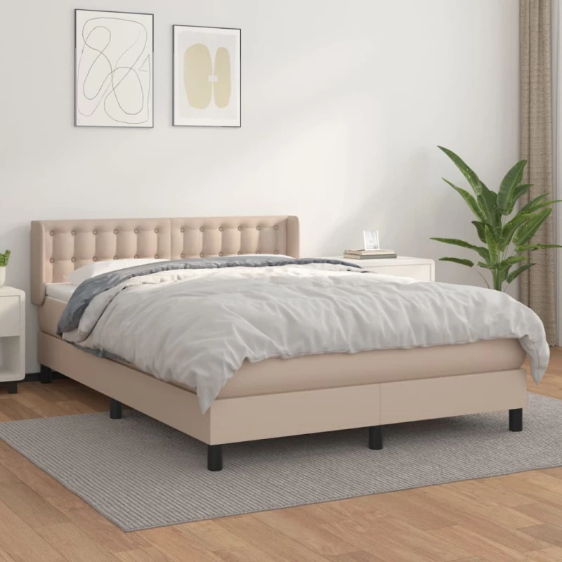 Κρεβάτι Boxspring με Στρώμα Καπουτσίνο 140x200εκ.από Συνθ.Δέρμα Καφέ 3130786