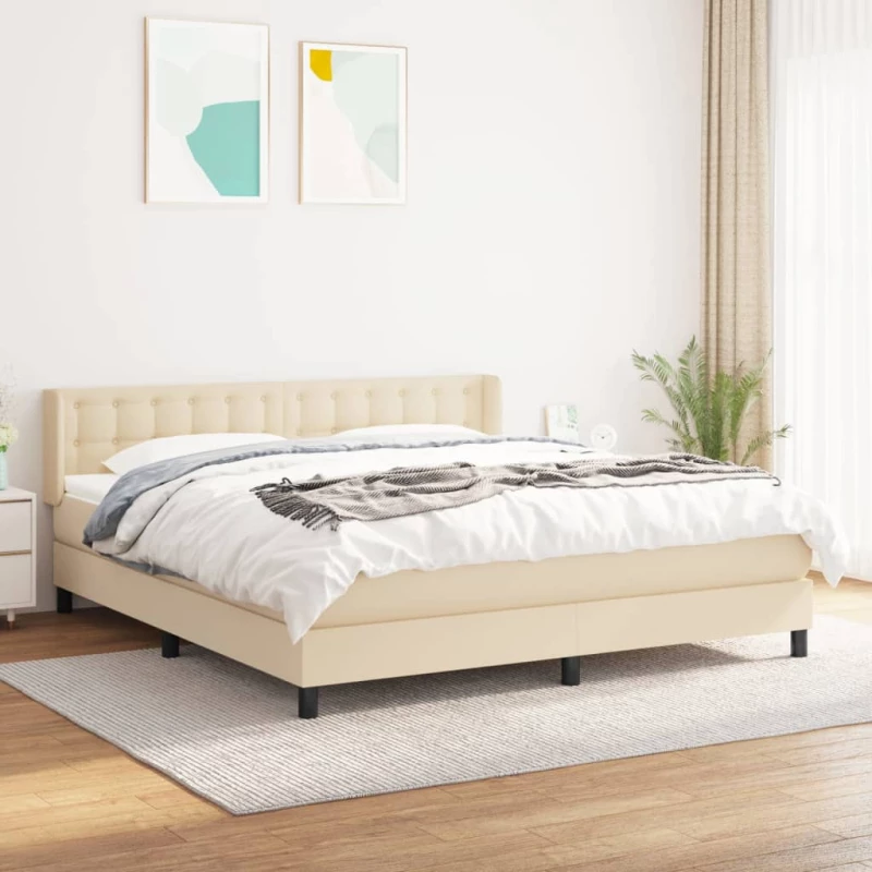 Κρεβάτι Boxspring με Στρώμα Κρεμ 160x200 εκ. Υφασμάτινο Κρεμ 3130046