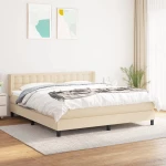 Κρεβάτι Boxspring με Στρώμα Κρεμ 160x200 εκ. Υφασμάτινο Κρεμ 3130046