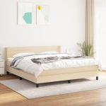 Κρεβάτι Boxspring με Στρώμα Κρεμ 160x200 εκ. Υφασμάτινο Κρεμ 3129806