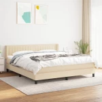 Κρεβάτι Boxspring με Στρώμα Κρεμ 180x200 εκ. Υφασμάτινο Κρεμ 3129894