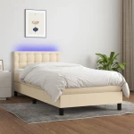Κρεβάτι Boxspring με Στρώμα & LED Κρεμ 80x200 εκ. Υφασμάτινο Κρεμ 3133434