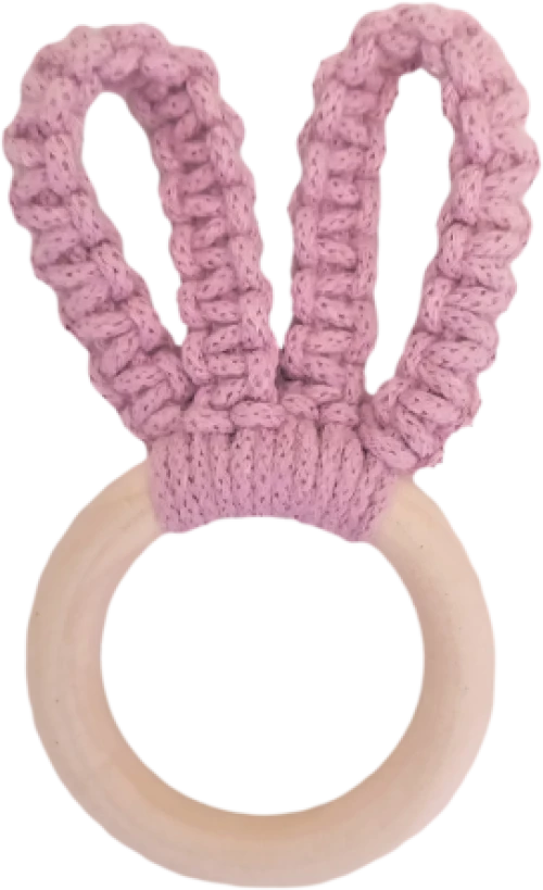 Μασητικό Μακραμέ Κουνελάκι 0+ - Ροζ