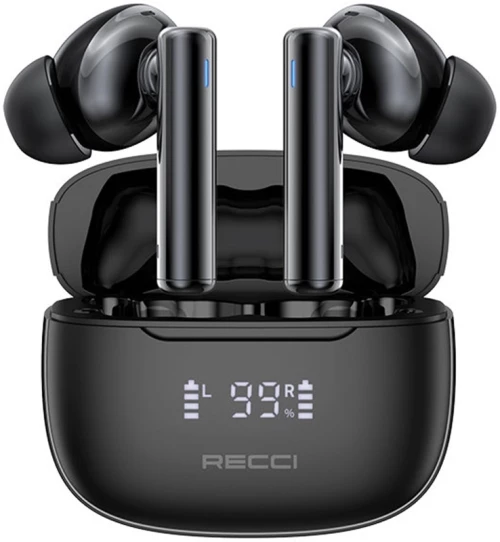 Recci REP-W77 Warrior TWS ANC Wireless Earphones - Ασύρματα Ακουστικά Bluetooth με Θήκη Φόρτισης - Black (6955482526941)