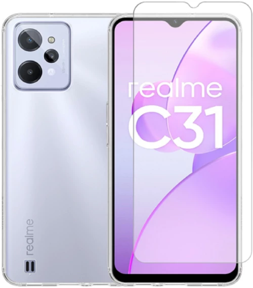 Vivid Σετ Διάφανη Θήκη Σιλικόνης & Tempered Glass - Realme C31 - Transparent (VIGELLY239GLASSTN)