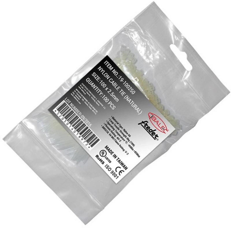 Adeleq Δεματικά Καλωδίων Νάυλον 100Τμχ. 100x2.5mm Λευκά 19-100250