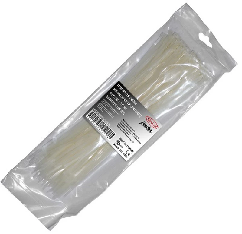 Adeleq Δεματικά Καλωδίων Νάυλον 100Τμχ. 292x3.6mm Λευκά 19-292360