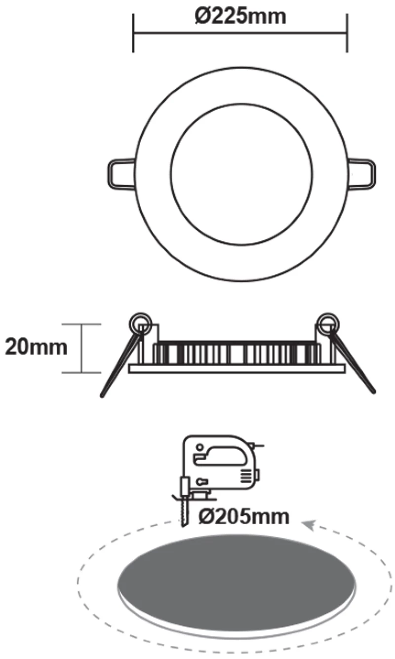 ΛΕΥΚΟ ΣΤΡΟΓΓΥΛΟ LED ΠΑΝΕΛ ΧΩΝΕΥΤΟ 18W 3000K 1700Lm Φ220mm 230V AC Ra80
