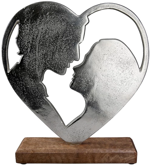 Διακοσμητικό ArteLibre Ερωτευμένοι Σε Βάση Ασημί/Φυσικό Αλουμίνιο/Ξύλο 5x16x19cm