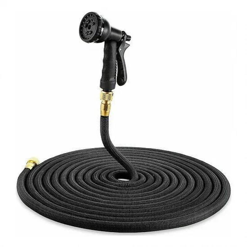Magic Garden Hose Expandable Magic Rubber Επεκτεινόμενο Λάστιχο Κήπου & Βεράντας 75m σε ΜΑΥΡΟ χρώμα
