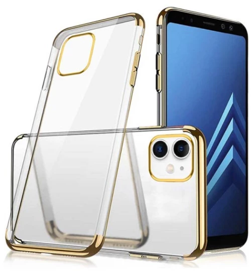 Διάφανη Θήκη Σιλικόνης iPhone 11 Pro Max με Περίγραμμα Χρώματος Χρυσό